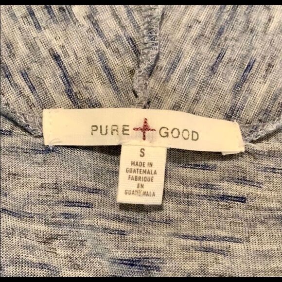 ANTHROPOLOGIE Cascadia Gray/Blue Marled Knit Cardigan Waterfall Front Sz S - Picture 11 of 12